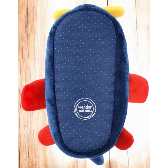 Wonder Nation Toddler Airplane Slippers Boys Girls 7/8 Plush House Shoes NEW - Picture 5 of 6